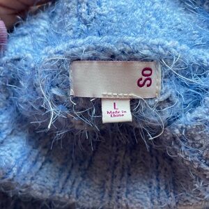 blue fuzzy sweater size large